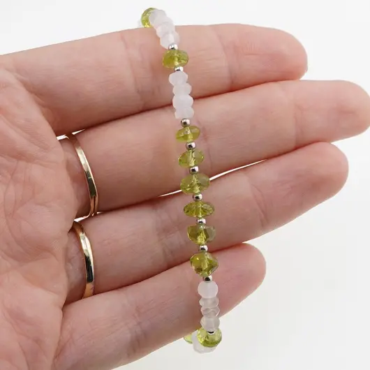 Bratara Piatra lunii si Peridot discuri fatetate cu Argint 925, 4-5mm, imagine 4