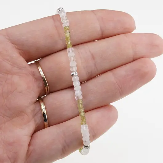 Bratara Piatra lunii si Peridot discuri fatetate si Argint 925, 3-4mm, imagine 4