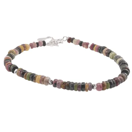 Bratara Turmalina multicolora discuri cu Argint 925, 4mm, imagine 2