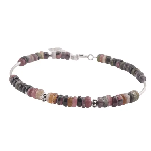 Bratara Turmalina multicolora discuri cu Argint 925, 5mm, imagine 2
