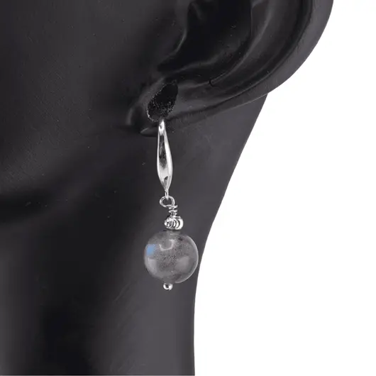 Cercei cu agatatoare Labradorit sfere si baza lata de Argint 925, 8mm, imagine 2