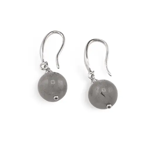 Cercei cu agatatoare Labradorit sfere si baza lata de Argint 925, 8mm