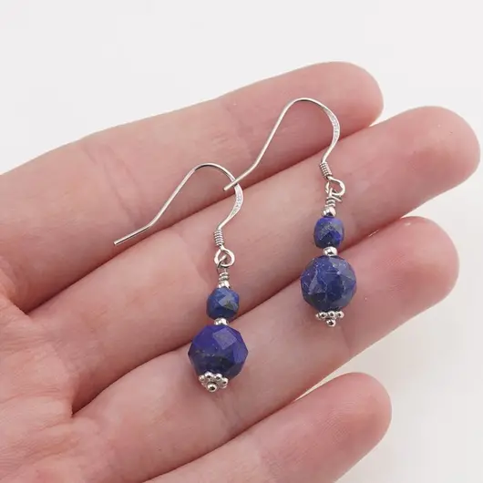 Cercei cu agatatoare Lapis Lazuli si Argint 925, 4-8mm, imagine 3