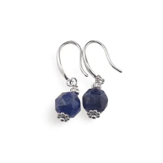 Cercei cu agatatoare Lapis Lazuli si baza lata de Argint 925, 7mm