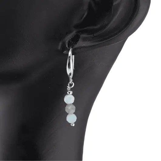 Cercei cu agatatoare Larimar si baza lata de Argint 925, 4mm, imagine 2