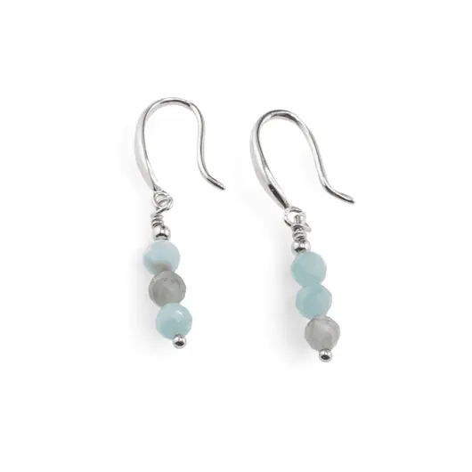 Cercei cu agatatoare Larimar si baza lata de Argint 925, 4mm
