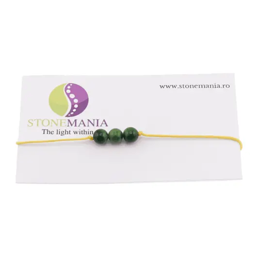 Bratara cu snur Ochi de tigru verde sfere, 6mm