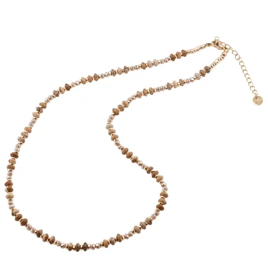 Colier Jasp peisaj rondele cu elemente aurii, 4mm