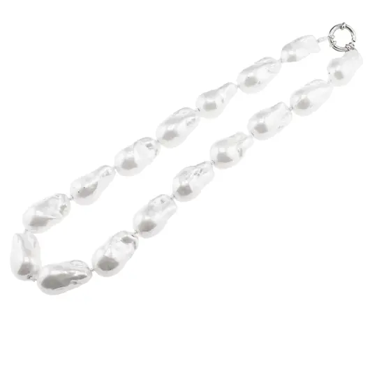 Colier Perle de Mallorca baroque albe, 26mm, imagine 2