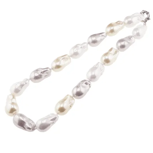 Colier Perle de Mallorca baroque roz, crem si albe, 26mm, imagine 2