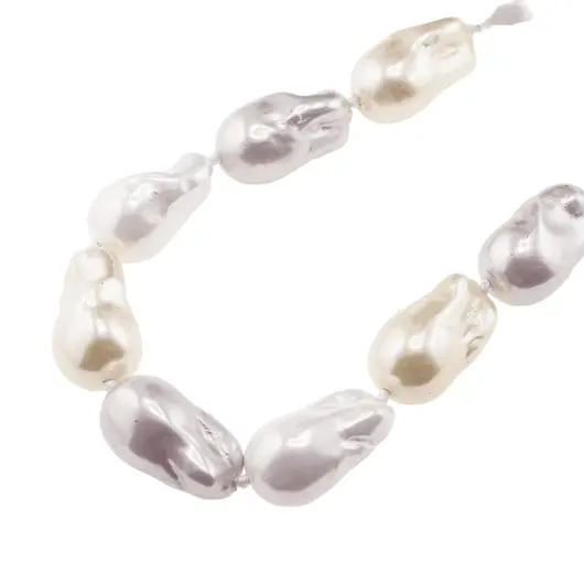 Colier Perle de Mallorca baroque roz, crem si albe, 26mm, imagine 3