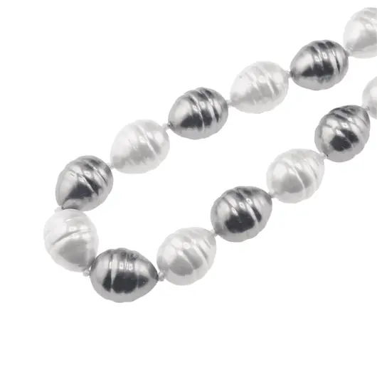 Colier Perle de Mallorca lunguiete gri si albe, 16mm, imagine 3