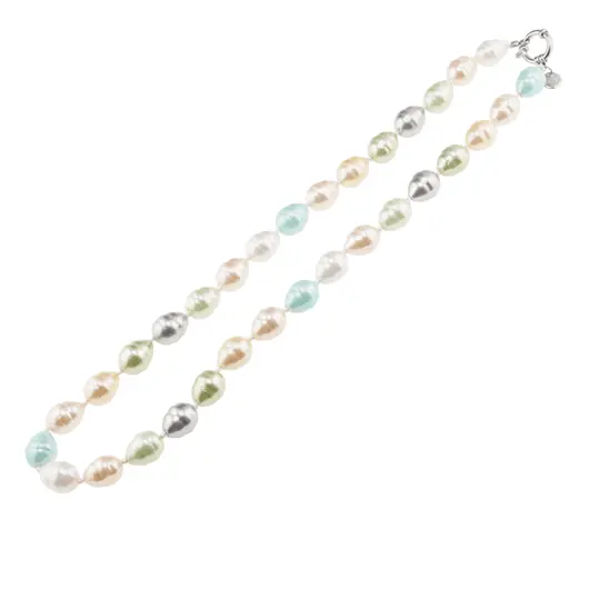 Colier Perle de Mallorca lunguiete multicolore pastelate, 13mm, imagine 2