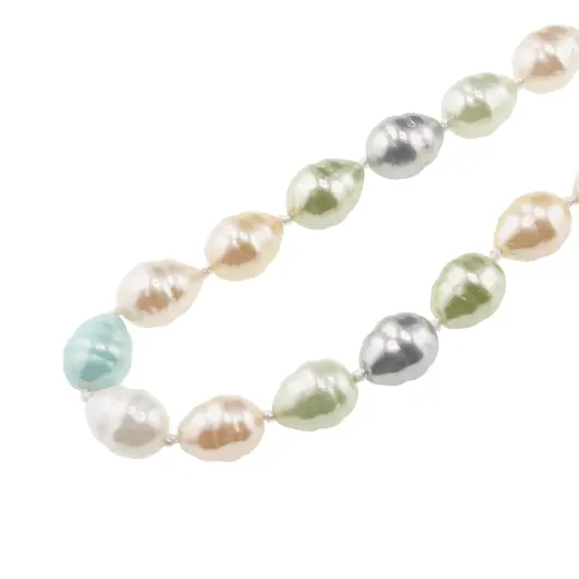 Colier Perle de Mallorca lunguiete multicolore pastelate, 13mm, imagine 3