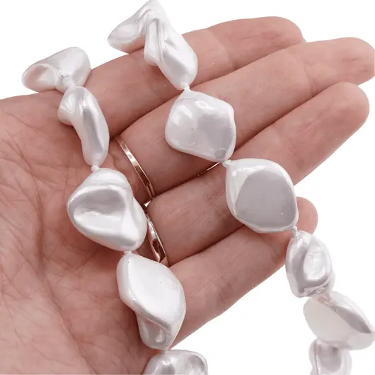 Colier Perle de Mallorca neuniforme albe, 18mm, imagine 4
