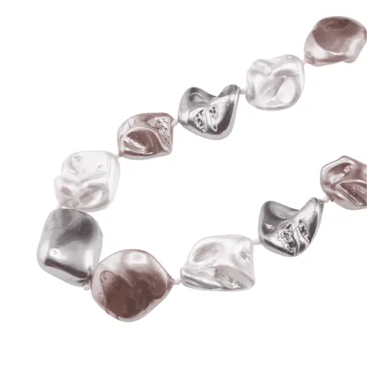 Colier Perle de Mallorca neuniforme gri, roz si albe, 18mm, imagine 3