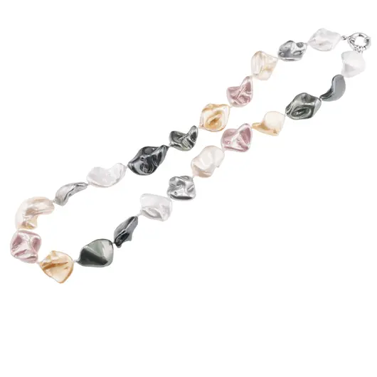 Colier Perle de Mallorca neuniforme multicolor, 18mm, imagine 2