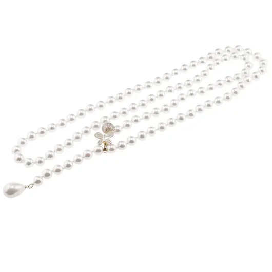 Colier reglabil cu Perle de Mallorca albe si accesoriu fluture auriu, 8mm, imagine 2