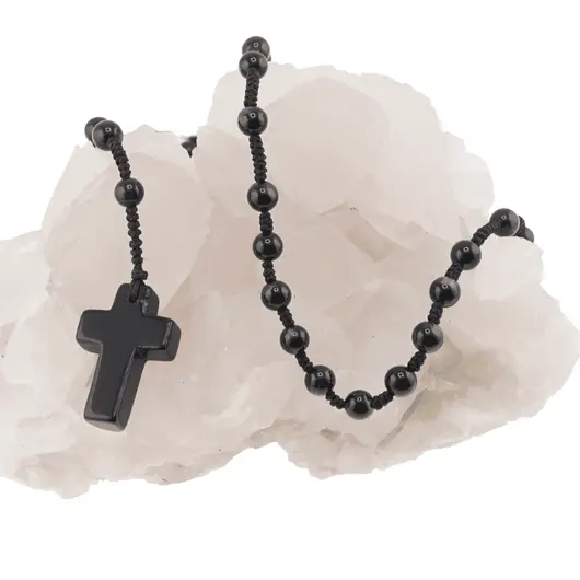 Colier rozariu Agat negru, 6mm, imagine 2