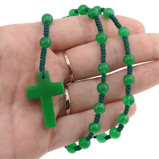 Colier rozariu Agat verde, 6mm, imagine 3
