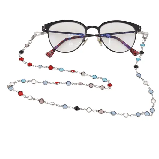 Colier / Snur pentru ochelari cu elemente rotunde multicolore, 62cm, imagine 3