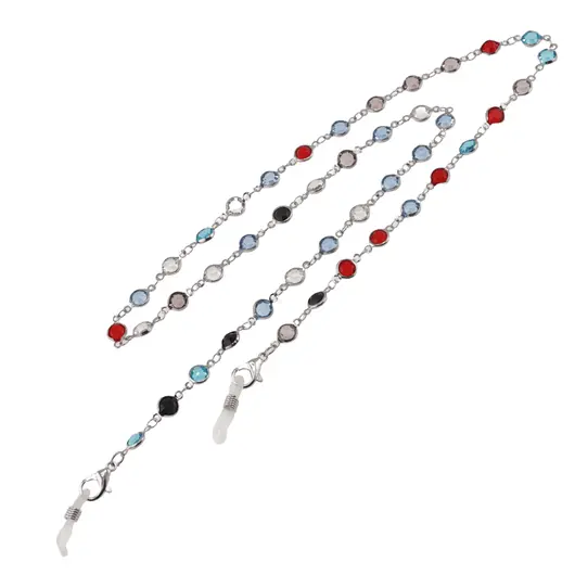 Colier / Snur pentru ochelari cu elemente rotunde multicolore, 62cm