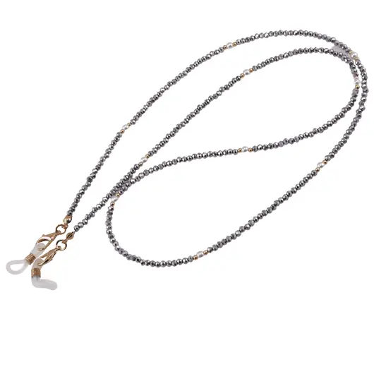 Colier / Snur pentru ochelari metalic discuri fatetate si Perle, 70cm