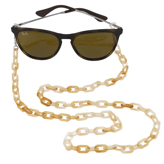 Colier / Snur pentru ochelari model lant din plastic galben, 72cm, imagine 3