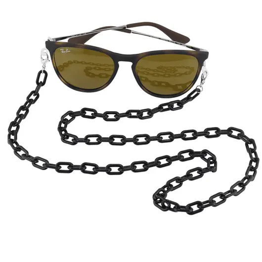 Colier / Snur pentru ochelari model lant din plastic negru, 72cm, imagine 3