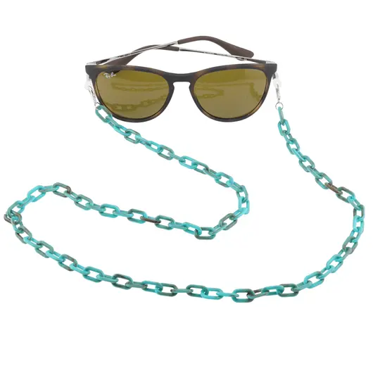 Colier / Snur pentru ochelari model lant din plastic turcoaz, 72cm, imagine 3