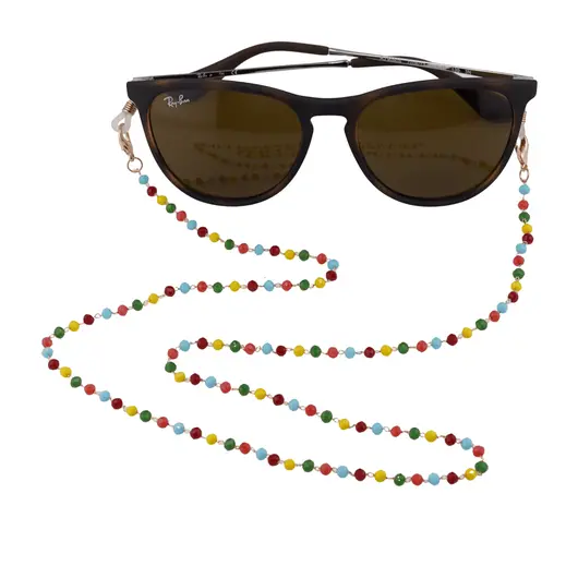Colier / Snur pentru ochelari multicolor sfere fatetate, 58cm, imagine 3