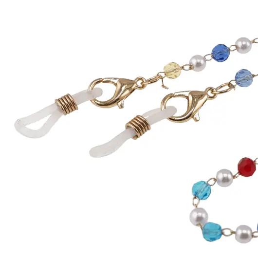 Colier / Snur pentru ochelari Perle si cristale multicolore, 60cm, imagine 2