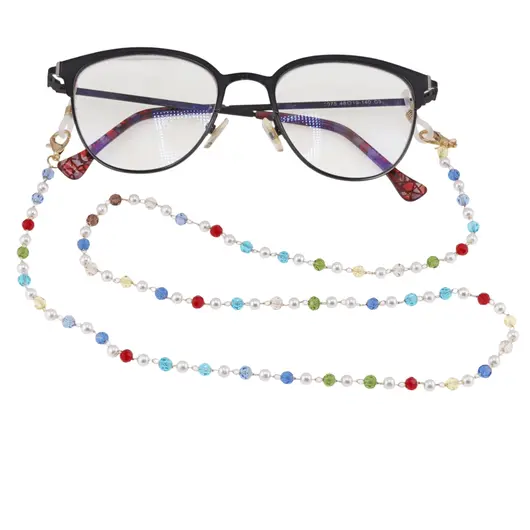 Colier / Snur pentru ochelari Perle si cristale multicolore, 60cm, imagine 3