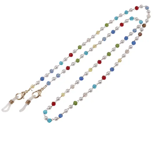 Colier / Snur pentru ochelari Perle si cristale multicolore, 60cm