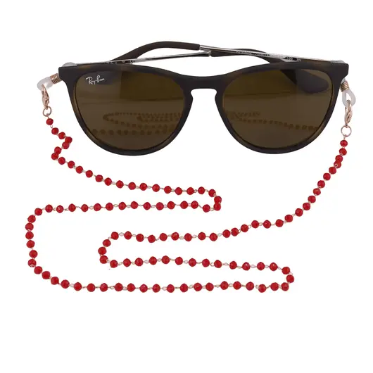 Colier / Snur pentru ochelari rosu sfere fatetate, 58cm, imagine 3