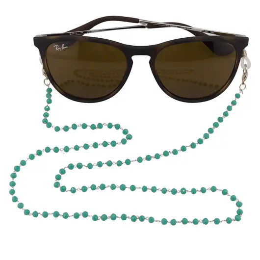 Colier / Snur pentru ochelari turcoaz sfere fatetate, 58cm, imagine 3
