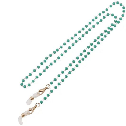 Colier / Snur pentru ochelari turcoaz sfere fatetate, 58cm