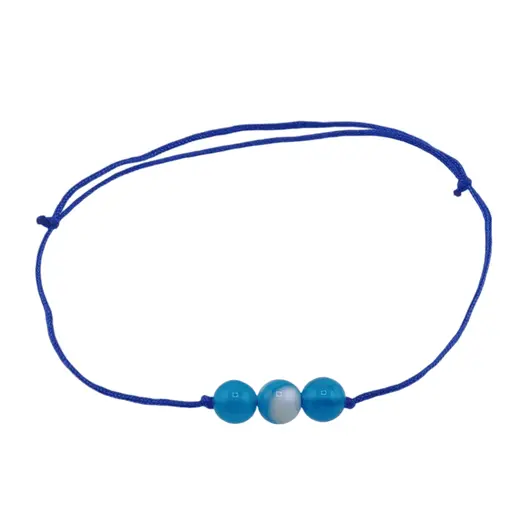 Bratara cu snur Agat albastru sfere, 6mm, imagine 2