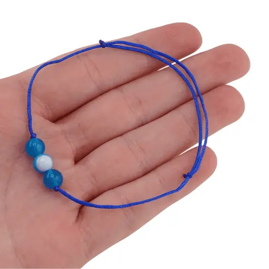 Bratara cu snur Agat albastru sfere, 6mm, imagine 4