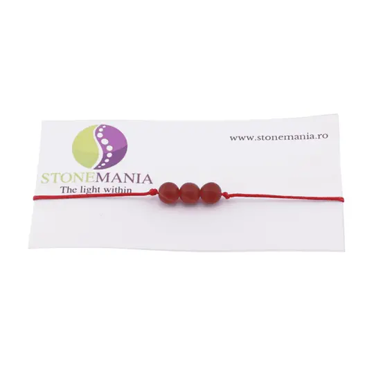 Bratara cu snur Agat portocaliu mat sfere, 6mm