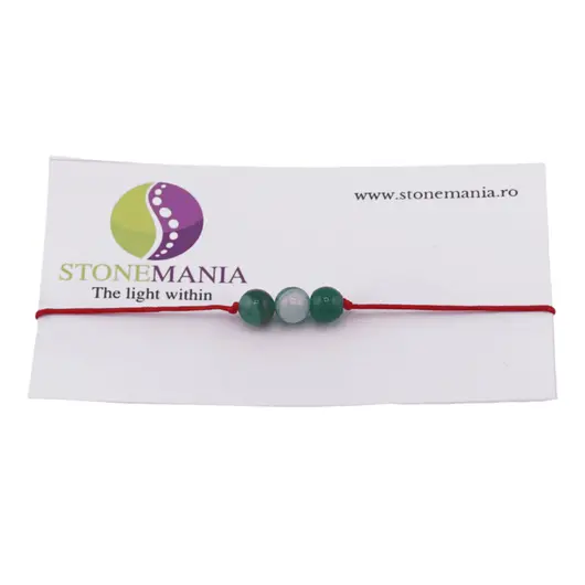Bratara cu snur Agat verde, 6mm