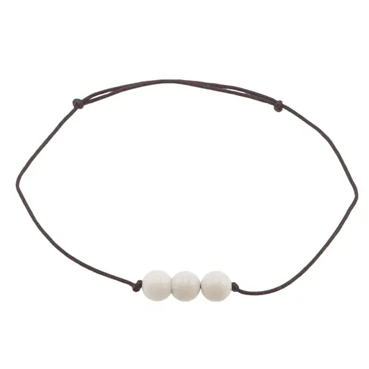 Bratara cu snur Coral alb sfere, 6mm, imagine 2