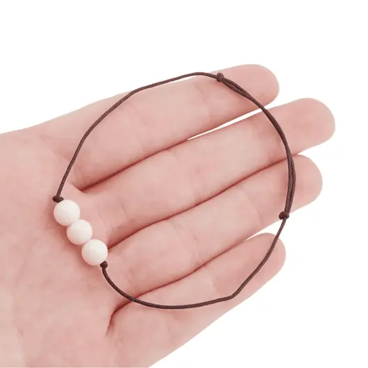 Bratara cu snur Coral alb sfere, 6mm, imagine 4