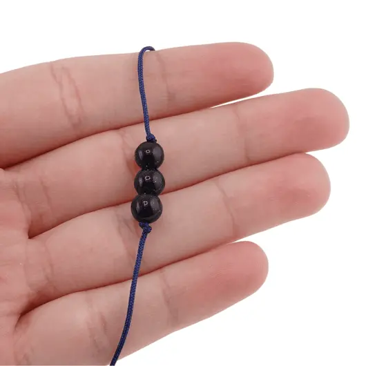 Bratara cu snur Goldstone albastru sfere, 6mm, imagine 3