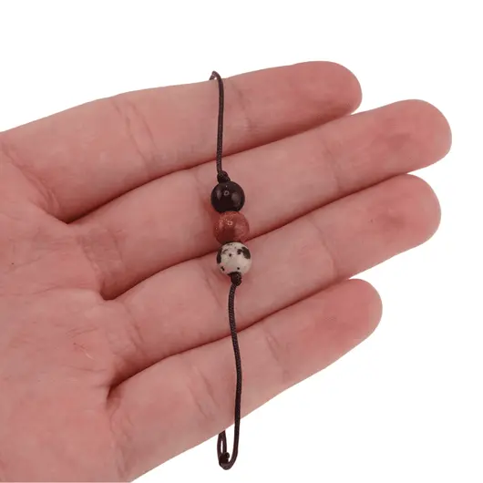 Bratara cu snur Goldstone si Jasp dalmatian sfere, 6mm, imagine 3