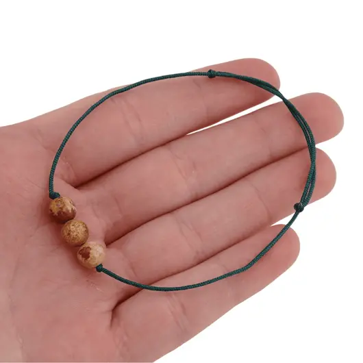 Bratara cu snur Jasp peisaj sfere, 6mm, imagine 4