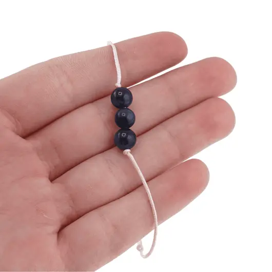 Bratara cu snur Ochi de tigru albastru sfere, 6mm, imagine 3