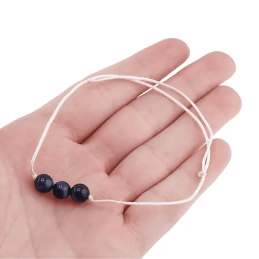 Bratara cu snur Ochi de tigru albastru sfere, 6mm, imagine 4