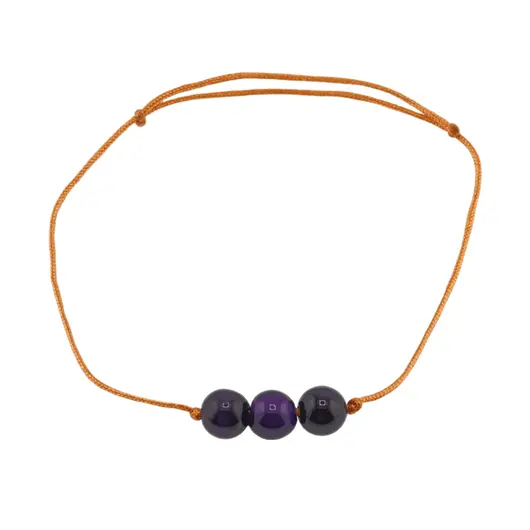Bratara cu snur Ochi de tigru mov sfere, 6mm, imagine 2