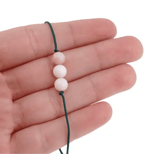 Bratara cu snur Opal roz sfere, 6mm, imagine 3